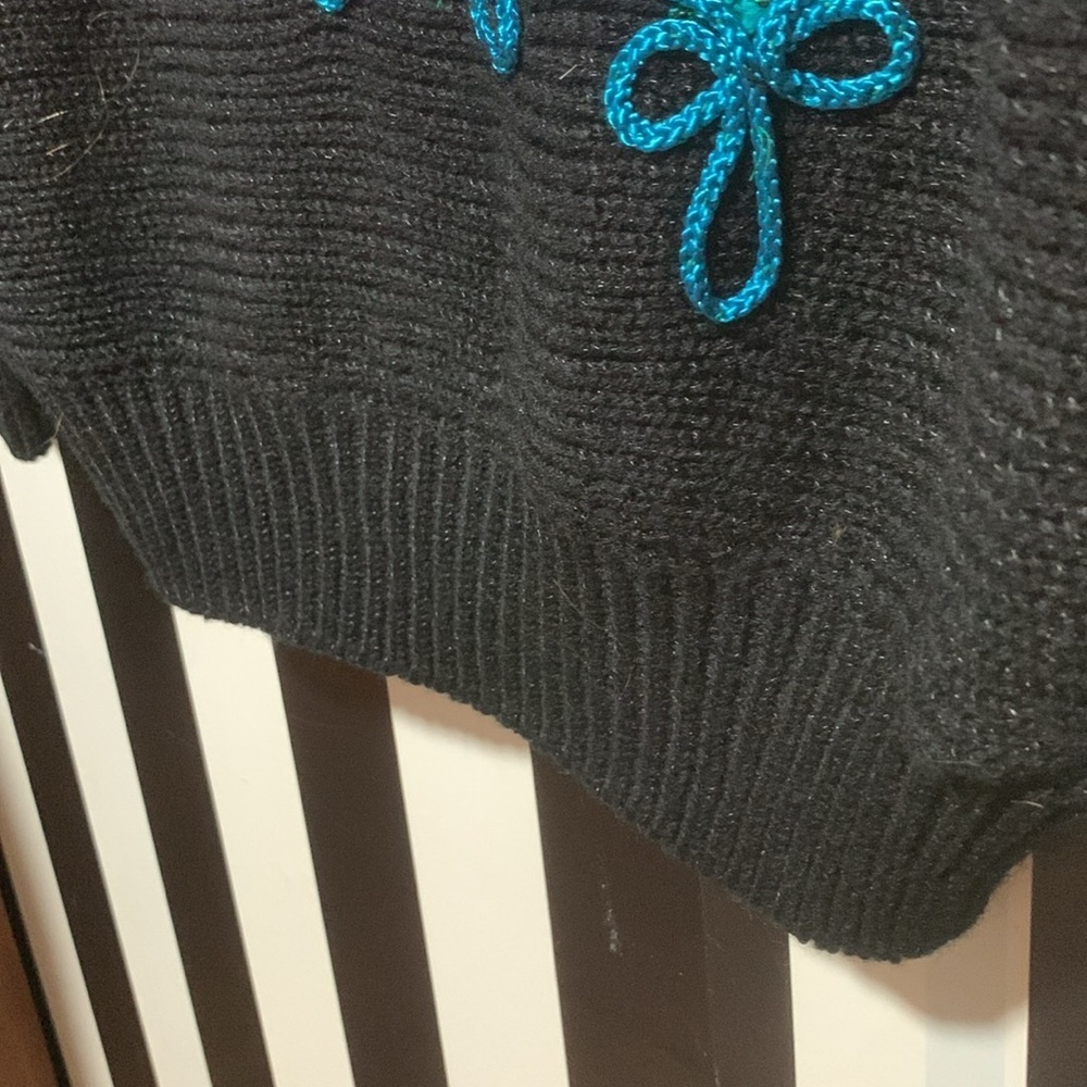 Vintage 80s 90s  Colorful Floral Women's Sweater Beaded Details Small/Medium - Picture 15 of 17